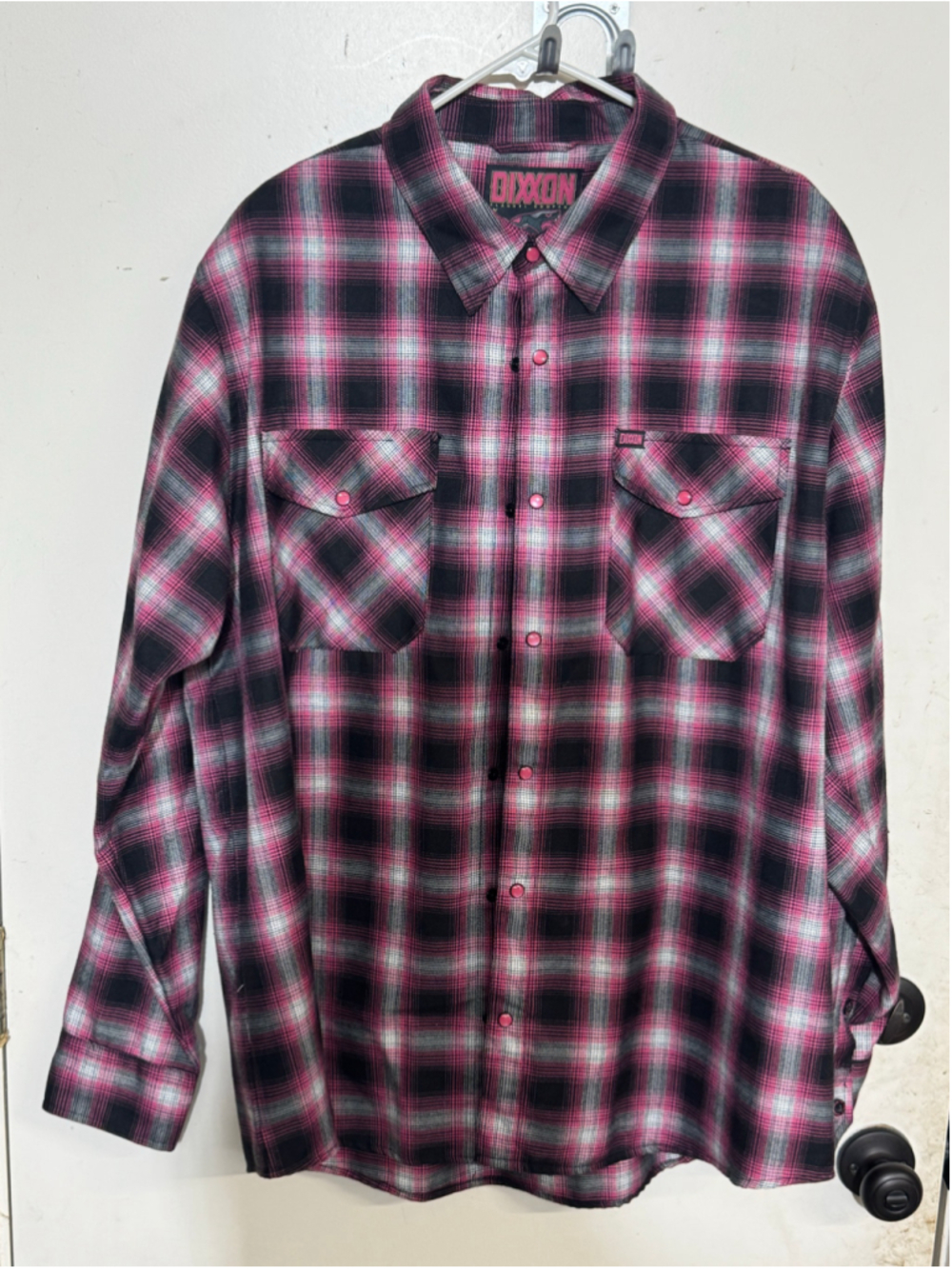 The Viper -Men's Dixxon Flannel Company Shirt XXL Black Pink Plaid Button Down